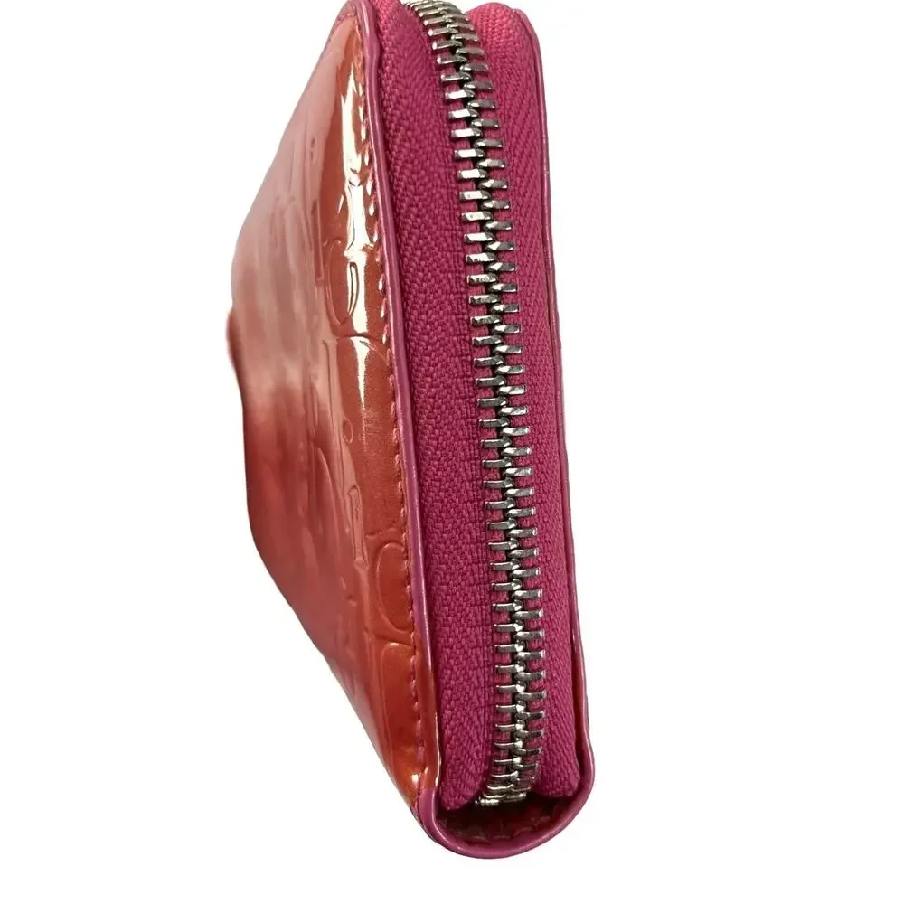 Christian Dior Pink Patent Leather Diorissimo Monogram Zip Around Wallet Italy
